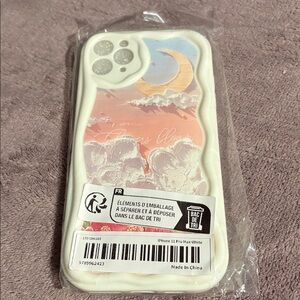 White and Pink iPhone Case with Moon Design